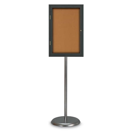 United Visual Products Corkboard, Double Door, Radius Frame, 48x36", Black/Natural Tan Cork UV7003-BLACK-CORK